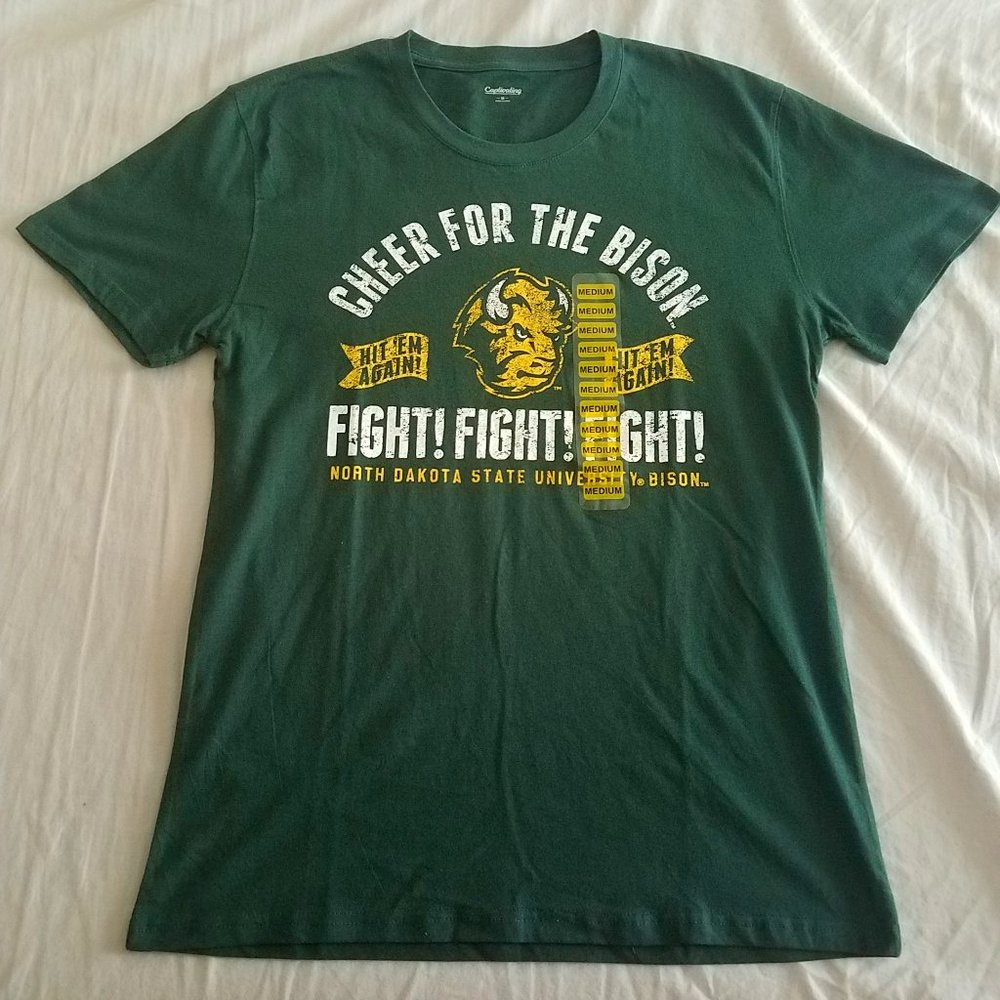 North Dakota State University Bison Green Crewneck T-Shirt SZ M Retro
